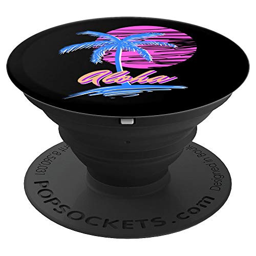 ALOHA Vaporwave Synth Outrun Sunset 80s Beach Retro Summer PopSockets Grip and Stand for Phones and Tablets