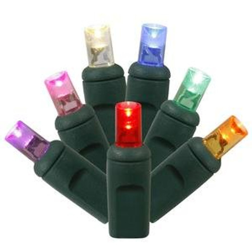 Vickerman 50 Light Wide Angle Multi-Colored Twinkle LED light set on Green Wire