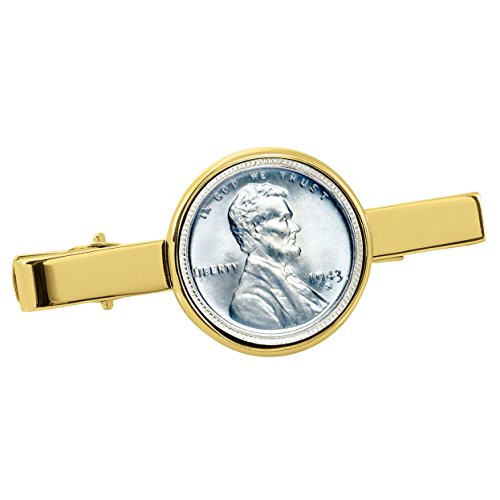 American Coin Treasures 1943 Lincoln Steel Penny Goldtone Coin Tie Clip American Coin Treasures 1943 Lincoln Steel Penny Goldtone Coin Tie Clip