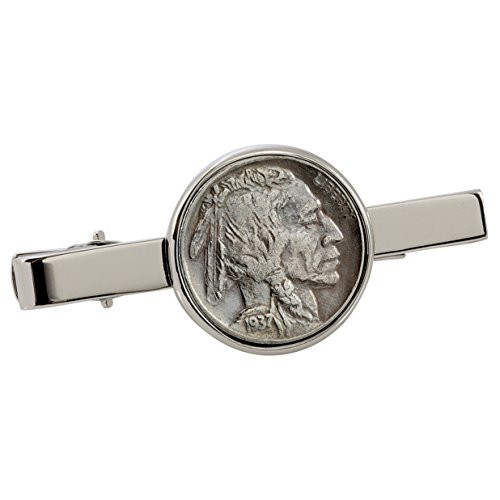 American Coin Treasures Buffalo Nickel Silvertone Coin Tie Clip American Coin Treasures Buffalo Nickel Silvertone Coin Tie Clip