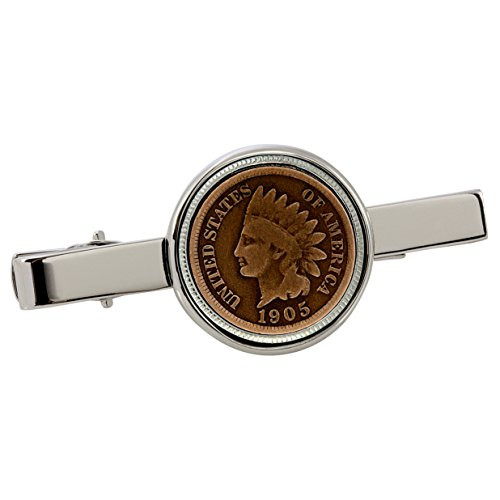 American Coin Treasures Indian Penny Silvertone Coin Tie Clip American Coin Treasures Indian Penny Silvertone Coin Tie Clip