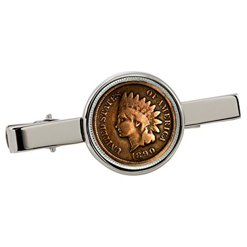 American Coin Treasures 1800 s Indian Penny Silvertone Coin Tie Clip American Coin Treasures 1800 s Indian Penny Silvertone Coin Tie Clip