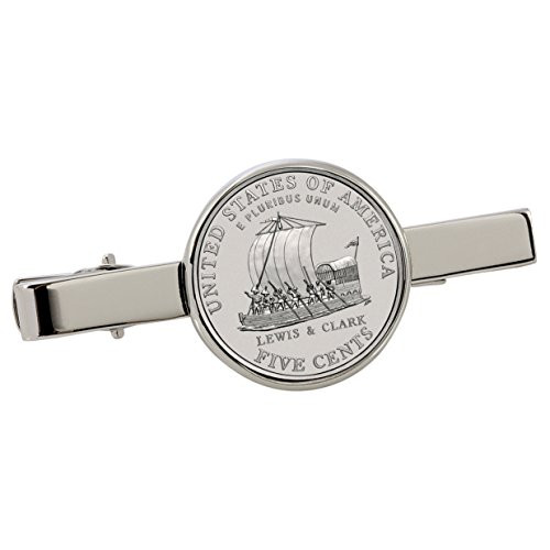 American Coin Treasures Westward Journey Keelboat Nickel Silvertone Coin Tie Clip American Coin Treasures Westward Journey Keelboat Nickel Silvertone Coin Tie Clip