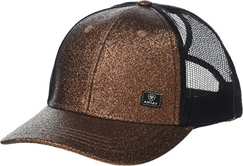 ARIAT Offset Logo Glitter Messy Bun Snapback Cap Copper Glitter One Size