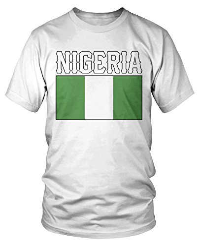 Amdesco Men s Nigerian Flag Love Home Flag of Nigeria TShirt White Large