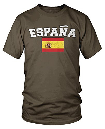 Amdesco Men s Espana Flag Flag of Spain Spanish Flag TShirt Dark Chocolate XL