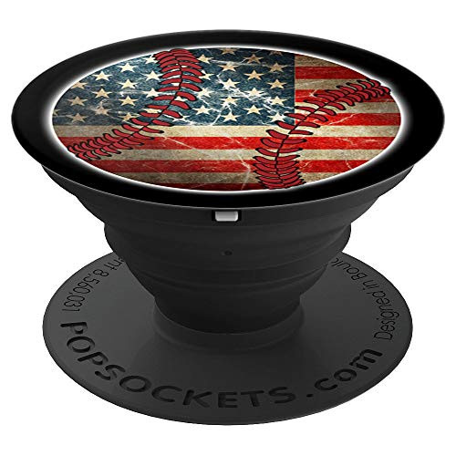 American Flag Baseball  Cool Baseball Flag PopSockets Grip and Stand for Phones and Tablets