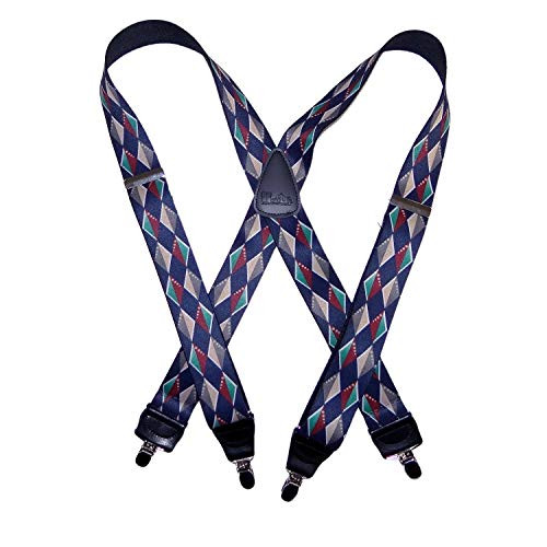 HoldUp Brand Diamondback Pattern Suspenders in Xback style with Patented Noslip Nickel Clips