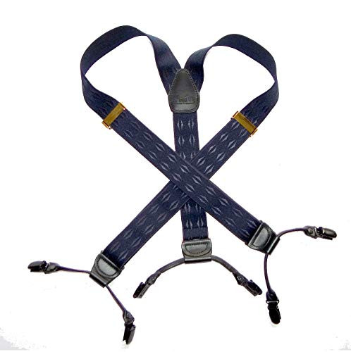 HoldUp Jacquard Blue Elddis Reverse Pyramid pattern dual clip DoubleUp Suspenders with Patented Noslip Clips