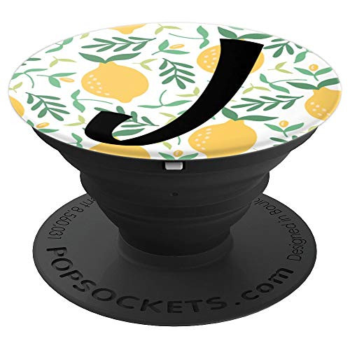 Cute Vintage Lemon Pop Socket Fruit Monogrammed Letter J PopSockets Grip and Stand for Phones and Tablets