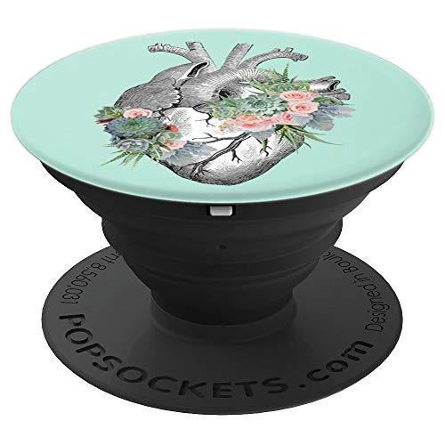 Anatomical human Heart floral succulents Medicine Accessory PopSockets Grip and Stand for Phones and Tablets