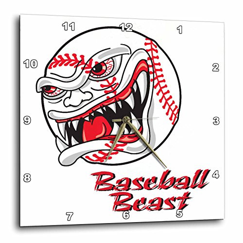 3dRose DPP1162782 Angry Mean Baseball Baseball Beast Extreme Sports DesignWall Clock 13 by 13Inch
