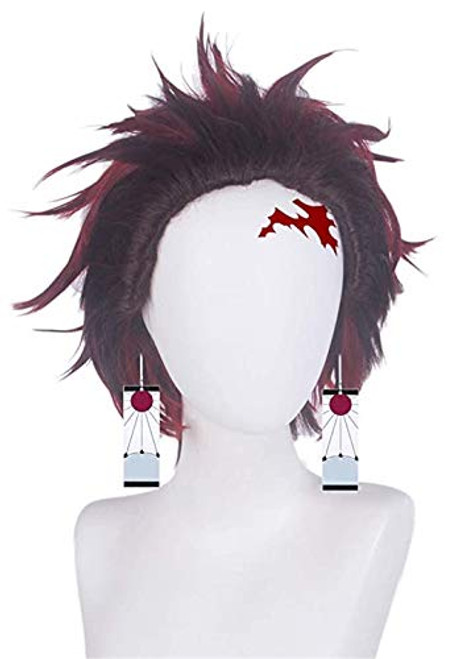 Anime Cosplay Wig for Kamado Tanjirou Cosplay Short Black Red Wigs for Kimetsu no Yaiba Costumes Halloween Wig Party Cute Synthetic Wig DX052R Anime Cosplay Wig for Kamado Tanjirou Cosplay Short Black Red Wigs for Kimetsu no Yaiba Costumes Halloween Wig Party Cute Synthetic Wig DX052R