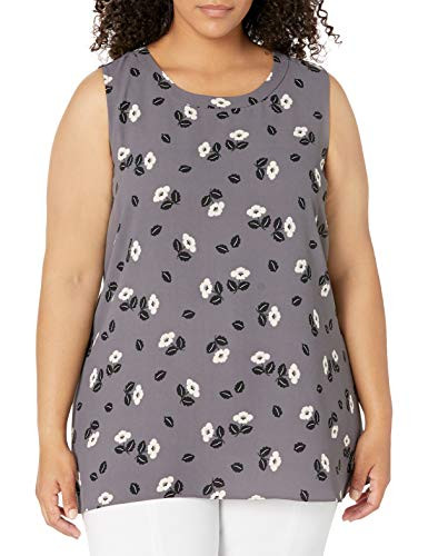 Anne Klein Women s Size Plus Sleeveless HIGHLow Blouse Nantucket Grey/Oyster Shell Combo 2X