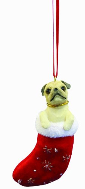 Pug Christmas Stocking Ornament with Santa s Little Pals Hand Painted and Stitched Detail Pug Christmas Stocking Ornament with Santa s Little Pals Hand Painted and Stitched Detail