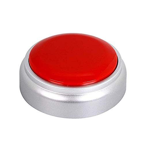 Neutral Voice Recorder Button 30 Second, Recordable Talking Button with Good Sound Quality, Record Sound Button for Gift Toys Education (Red+Silver)