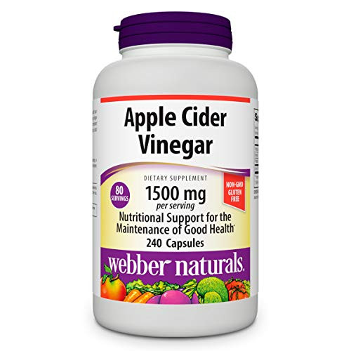 Webber Naturals Apple Cider Vinegar 1500mg High Potency 240 Capsules NonGMO and Gluten Free