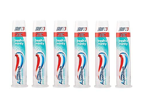 Aquafresh Fresh  Minty Whitening Pump Action 3 in 1 Formula Toothpaste 100 ml by Aquafresh Family 6 Count