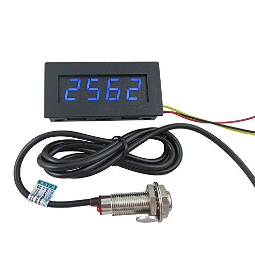 DIGITEN 4 Digital LED Tachometer RPM Speed Meter+Hall Proximity Switch Sensor NPN Blue