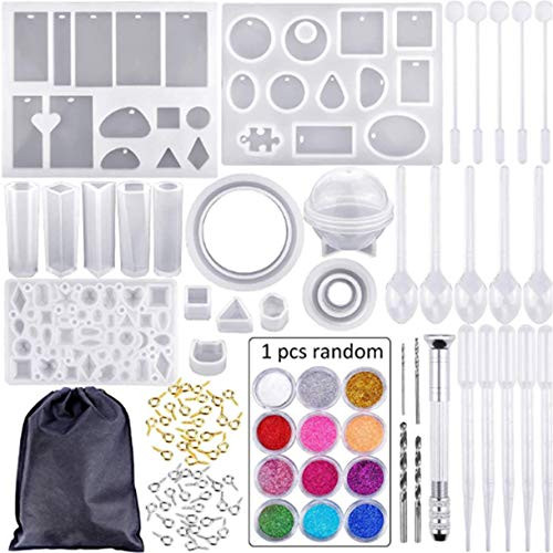 Balepha 83 PCS Resin Casting Molds  Tool Kits  Silicone Molds for DIY Resin Jewelry Craft Making Including Pendant Bracelet Earring Diamond Molds with A Black Storage Bag