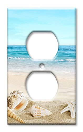 Art Plates OVER SIZED Outlet Cover/OVERSIZE Outlet Switch Plate  Seashells on the Beach