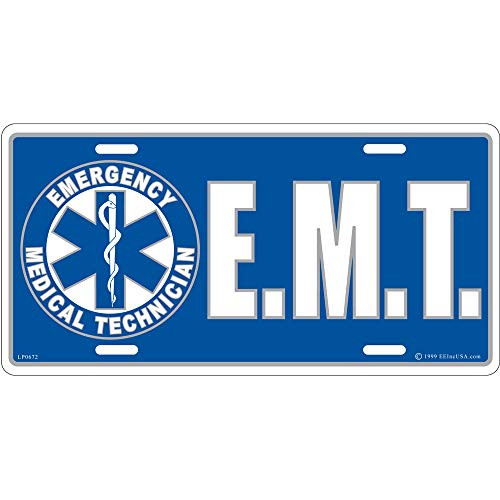 Artisan Owl EMT Emergency Medical Technician Automobile Metal License Plate Including Fastener Screws
