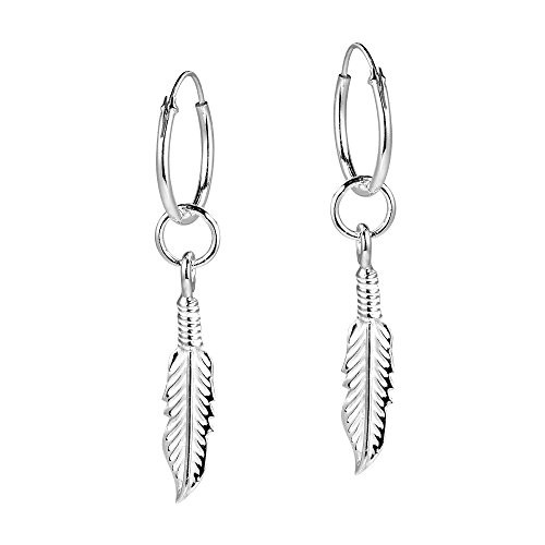 Trendy Feather Flight  925 Sterling Silver Dangle Hoop Earrings