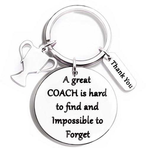 Coaches Gifts Keychain for Men Women Football Basketball Baseball Swimming Soccer a Great Coach is Hard to Find and Impossible to Forget Birthday Match Cheer Graduation Key Ring