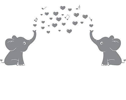 Elephant Family Wall Decal with Hearts Music Quote Art Baby Nursery Wall Decor Grey  24  X 51