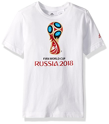 adidas World Cup Soccer World Cup Emblem Youth Boys World Cup Emblem Tee XLarge White