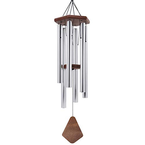 ASTARIN Wind Chimes Outdoor Large Deep Tone36Inch Melody Wind Chimes Personalized with 6 Tubes Tuned Relaxing MelodyMemorial Wind Chimes for Mom DadSympathy GiftsSilverA Free Card