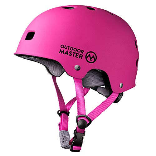 OutdoorMaster Skateboard Cycling Helmet  ASTM  CPSC Certified Two Removable Liners Ventilation Multisport Scooter Roller Skate Inline Skating Rollerblading for Kids Youth  Adults  M  Pink