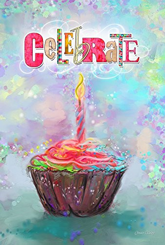 Toland Home Garden Celebrate Cupcake 12 5 x 18 Inch Decorative Colorful Birthday Party Candle Garden Flag
