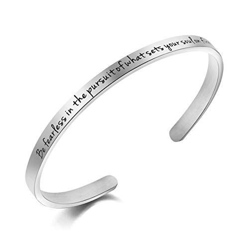 Awegift Be Fearless in The Pursuit of What Sets You Soul on Fire Motivational Quote Bracelet Gift Jewelry for Women Girls