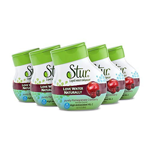 Stur Pomegranate Cranberry Natural Water Enhancer 5 Bottles Makes 100 Flavored Waters  Sugar Free Zero Calories Kosher Liquid Drink Mix Sweetened with Stevia 1 62 Fl Oz Pack of 5