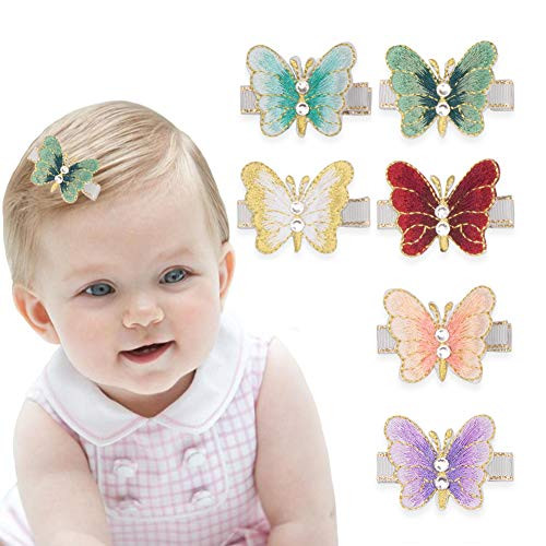 Baby Girl Embroidery Butterfly Wings Hair Clips for Baby Girls Toddler Women Hair Barrettes Hairpins Bangs Clip Hair Accessories6 Pcs
