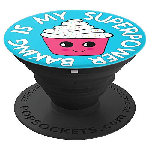 Teal Cute Cupcake Baking Is My Superpower Bakers Gift PopSockets Grip and Stand for Phones and Tablets