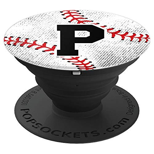 Baseball Letter P Monogram Retro Name Initial Gift For Boys PopSockets Grip and Stand for Phones and Tablets