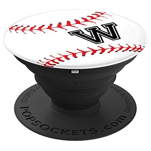 Baseball Player Initial W Letter Monogram Name  W  Ball Gift PopSockets Grip and Stand for Phones and Tablets