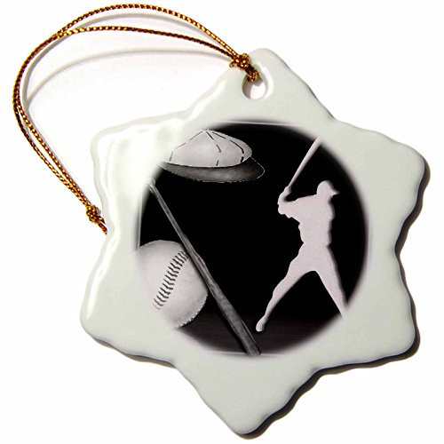 3dRose orn163141 Baseball Player Porcelain Snowflake Ornament 3Inch