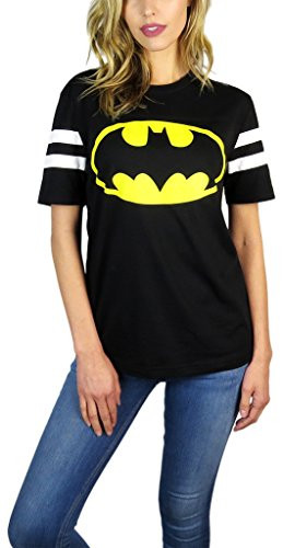 BATMAN DC Comics Womens Varsity Football Tee Black Black XLarge