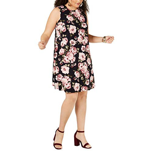 BCX Womens Juniors Floral Stretch Tank Dress Navy 3X