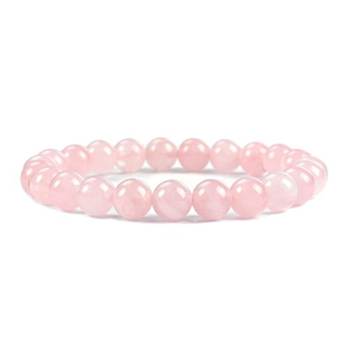 Cherry Tree Collection Natural SemiPrecious Gemstone Beaded Stretch Bracelet 8mm Round Beads 7  Madagascar Rose Quartz