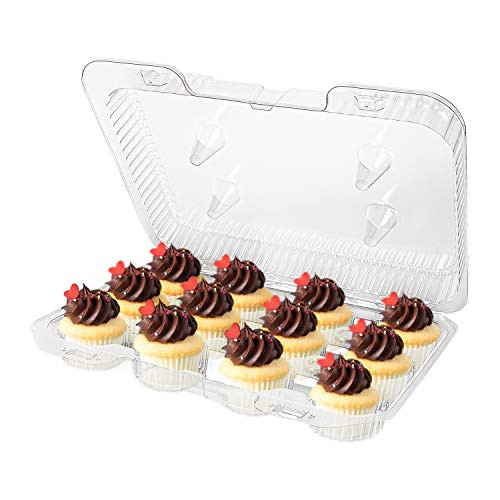 Mini Cupcake Containers  12Compartment Containers 20 Count  Plastic Mini Cupcake Containers  Disposable Trays for Small Cupcakes  Muffins  Hinged Lock Cupcake Clamshell  Mini Cupcake Storage