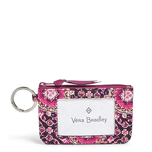 Vera Bradley Women s Signature Cotton Zip ID Case Wallet Raspberry Medallion One Size