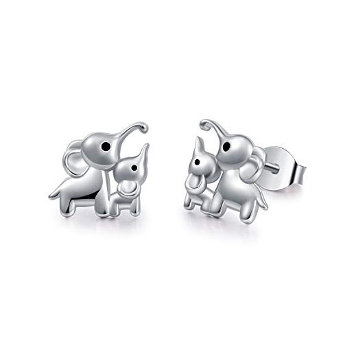 BEILIN Mother Daughter Jewelry 925 Sterling Silver Lucky Elephant Love Heart Pendant Necklace Bracelet Ring Earrings for Women Girls Earrings BEILIN Mother Daughter Jewelry 925 Sterling Silver Lucky Elephant Love Heart Pendant Necklace Bracelet Ring Earrings for Women Girls Earrings