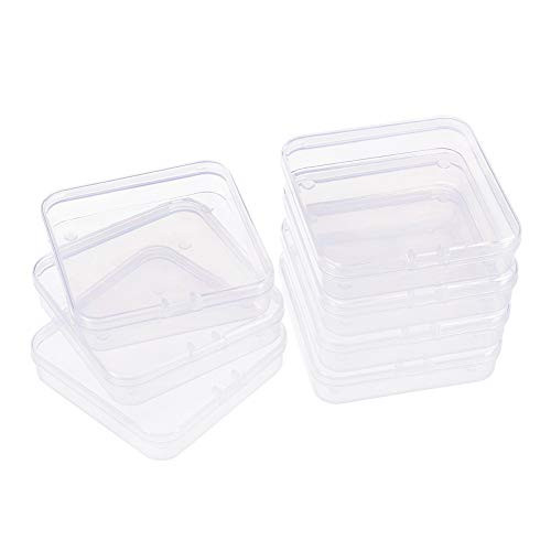 BENECREAT 14 Pack Square Clear Plastic Bead Storage Containers Box Drawer Organizers with lid for Earplugs PillsTiny Bead and Other Jewelry Findings  2 83x2 83x0 67 Inches