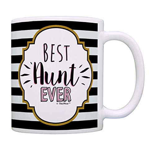 Funny Aunt Gifts Best Aunt Ever Floral Mug Cute Aunt Gifts for Aunts Coffee Mug Tea Cup Stripe