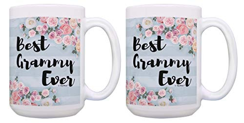 Grandmother Gift Set Best Grammy Ever Mug Set 2 Pack 15oz Coffee Mugs Tea Cups Floral and Stripes Grandmother Gift Set Best Grammy Ever Mug Set 2 Pack 15oz Coffee Mugs Tea Cups Floral and Stripes