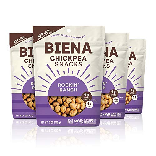 BIENA Rockin  Ranch Chickpea Snacks  Gluten Free  Vegan  Dairy Free  PlantBased Protein 4 Pack
